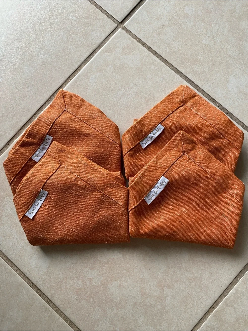 Fall Orange Linen Napkin Set of 4